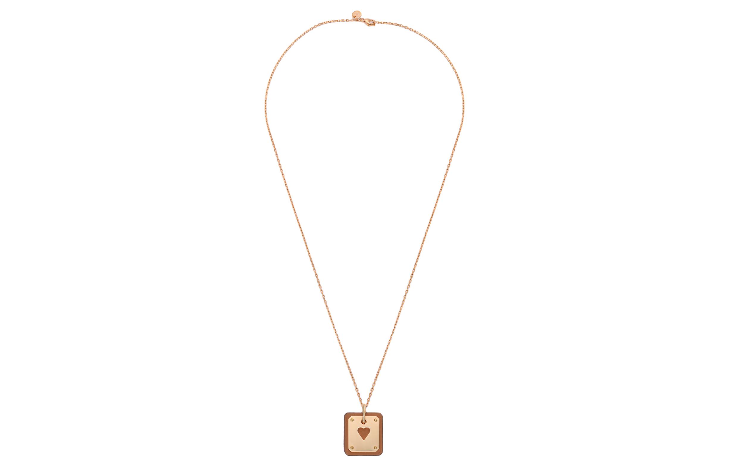 (Women) HERMES As de Coeur Rose Gold Calfskin Necklace Small H081865CD37 圖 4