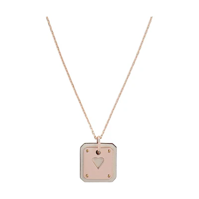 (Women) HERMES As de Coeur Rose Gold Small Metal Necklace Women Cream White H081865CD12