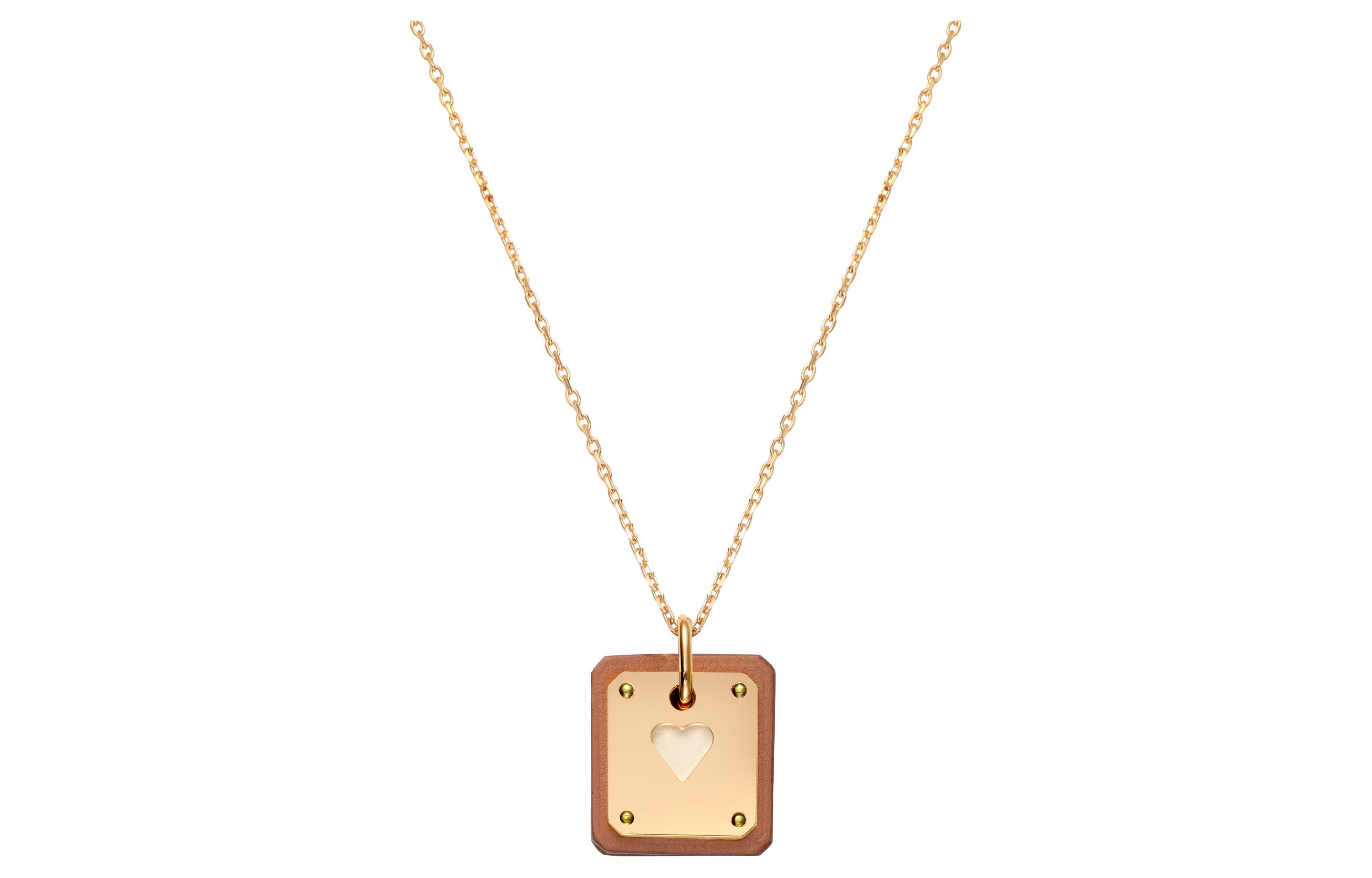 (Women) HERMES As de Coeur Small Calfskin Necklace with Gold Tone for Women. H081865CC37