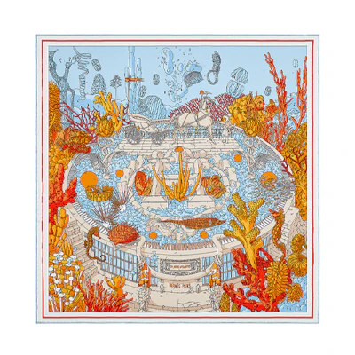 (Women) HERMES Atlantis Bookmark 70cm Silk Scarf Orange H983571S-10