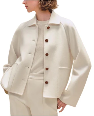 (Women) Hermes Beige Long Sleeve Casual Jacket with Solid Color Lapel Design H4E0102DAA3 Buy (Women) Hermes Beige Long Sleeve Casual Jacket with Solid Color Lapel Design H4E0102DAA3