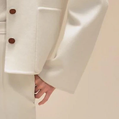 (Women) Hermes Beige Long Sleeve Casual Jacket with Solid Color Lapel Design H4E0102DAA3 Cheap (Women) Hermes Beige Long Sleeve Casual Jacket with Solid Color Lapel Design H4E0102DAA3