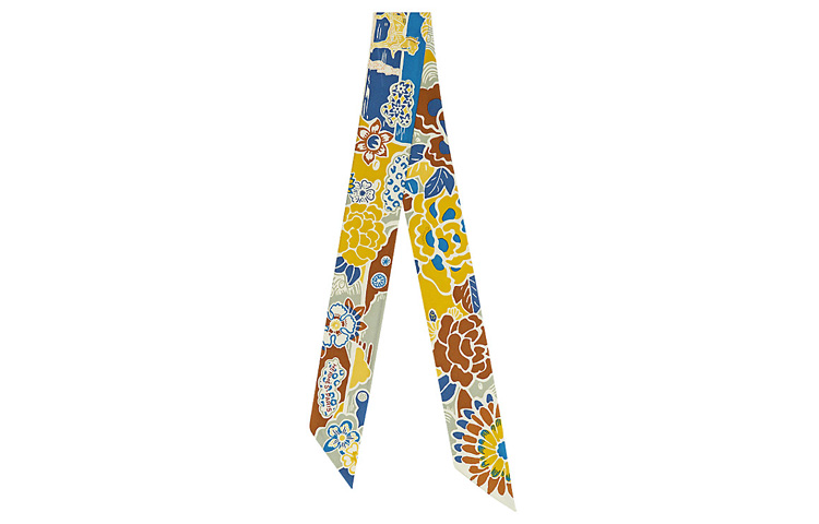 (Women) HERMES Bingata Twilly Mustard Yellow Silk Scarf for Women. H063530S-05 圖 2