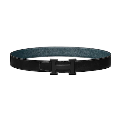 (Women) HERMES Black Buckle Togo Leather Reversible Belt for Women - Black 32cm Wide H080029CY89-H073967CAAD105