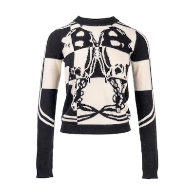 (Women) HERMES Black Colorblock Pullover Sweater Crewneck H1H2606D202