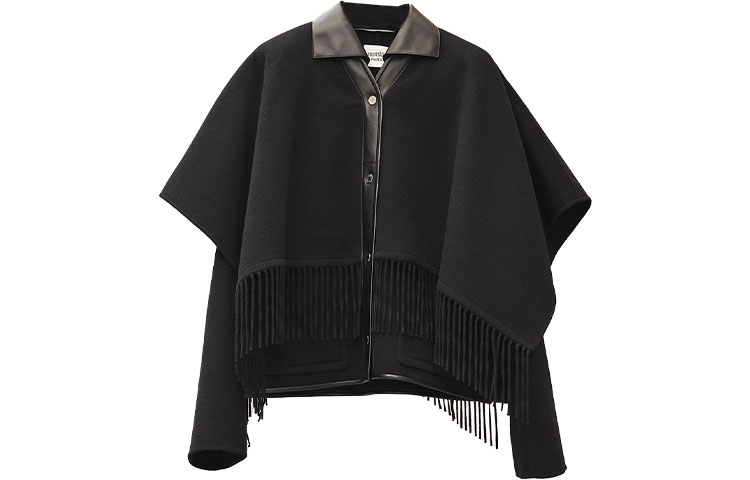 Order (Women) HERMES Black Double-Sided Cashmere Coat with Tassel Detail. H1H0126DA02