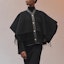 Lookbook (Women) HERMES Black Double-Sided Cashmere Coat with Tassel Detail. H1H0126DA02