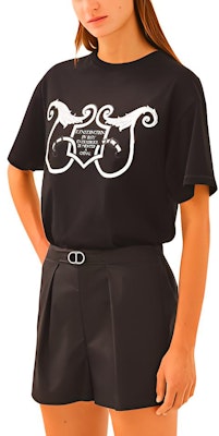 (W) 에르메스 블랙 레터 프린트 크루넥 티셔츠 H1E4615DG02 Buy (W) 에르메스 블랙 레터 프린트 크루넥 티셔츠 H1E4615DG02