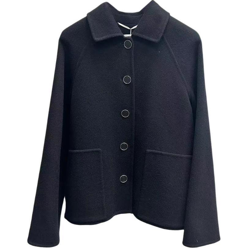 (Women) HERMES Black Solid Color Button-Up Long Sleeve Jacket H4E0102DA0236