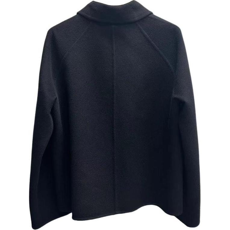 Lookbook (Women) HERMES Black Solid Color Button-Up Long Sleeve Jacket H4E0102DA0236