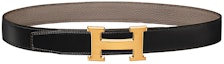 Buy (W) 爱马仕黑色/灰褐色小牛皮腰带配哑光金扣 3.2cm H064544CM2M | H073967CAAC