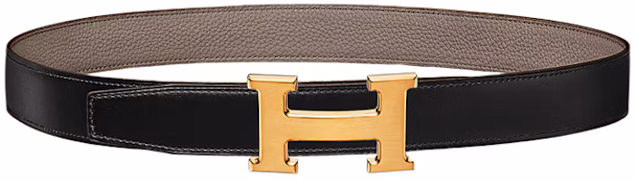 Order (W) エルメス ブラック/トープ カーフスキン ベルト マットゴールドバックル 3.2cm H064544CM2M | H073967CAAC