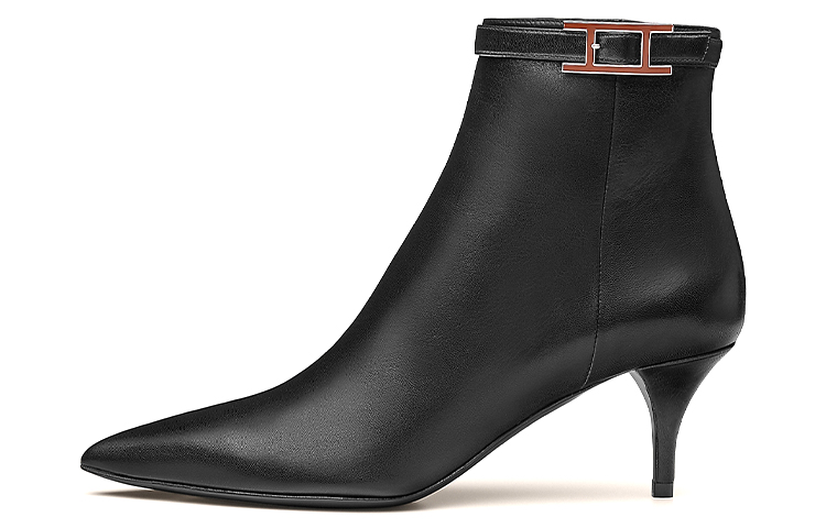 (W) HERMES Blanche Short Boot 'Black Goat Leather'