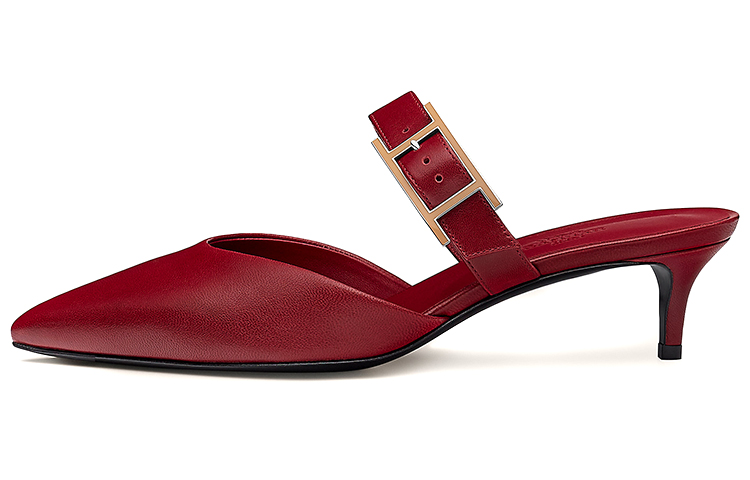 (Women) HERMES Blink Mule High Heels 'Sangria Red' H212150Z-04