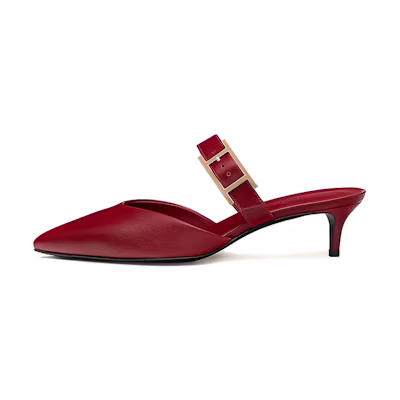 (W) HERMES Blink Mule High Heels 'Sangria Red'