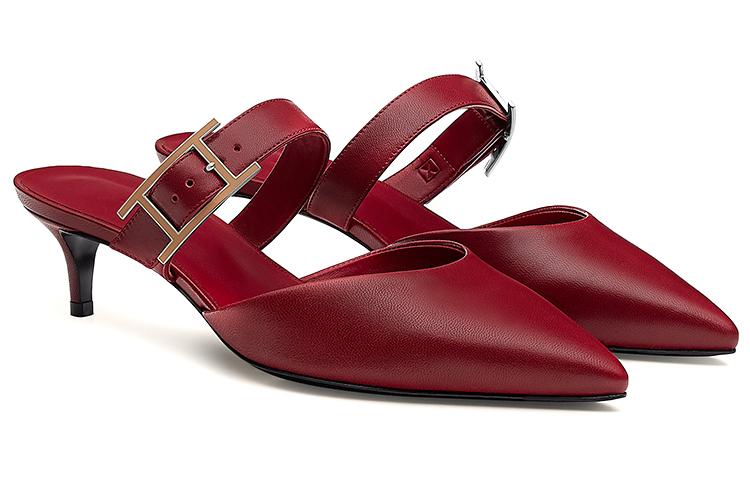 Lookbook (Women) HERMES Blink Mule High Heels 'Sangria Red' H212150Z-04