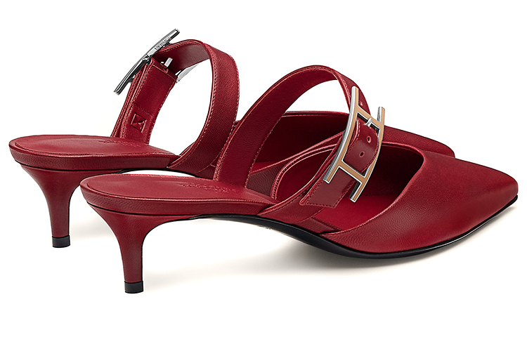 Shop (W) HERMES Blink Mule High Heels 'Merah Sangria' H212150Z-04