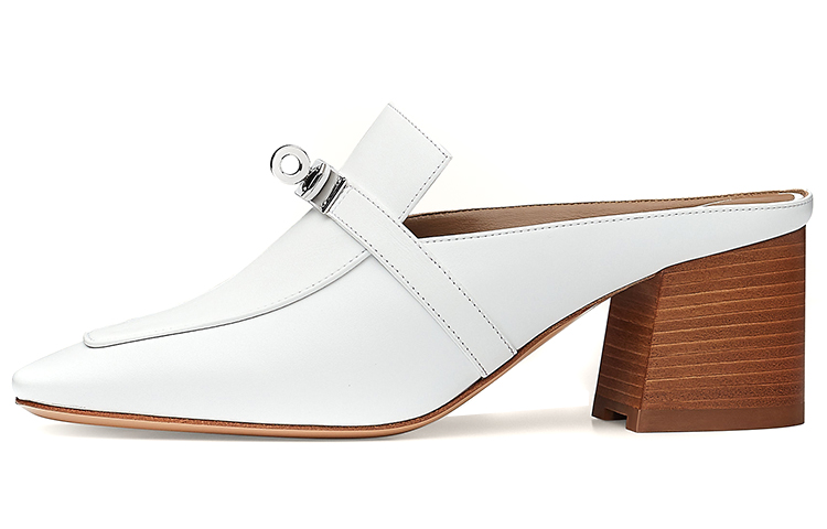 (Women) HERMES Blossom Mule 'White Chunky Heel' H202109Z-92