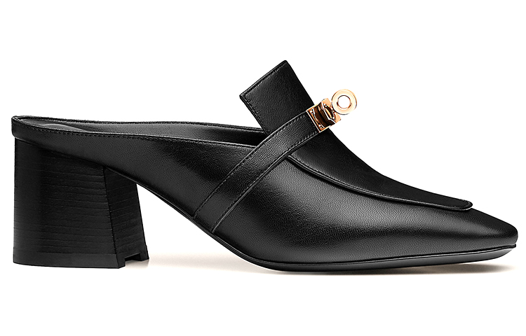 Order (W) HERMES Mule de Tacón Alto Blossom 'Negro' H212107Z-02
