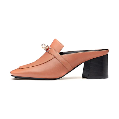 (W) HERMES Blossom Mule High Heel 'Dawn Pink'