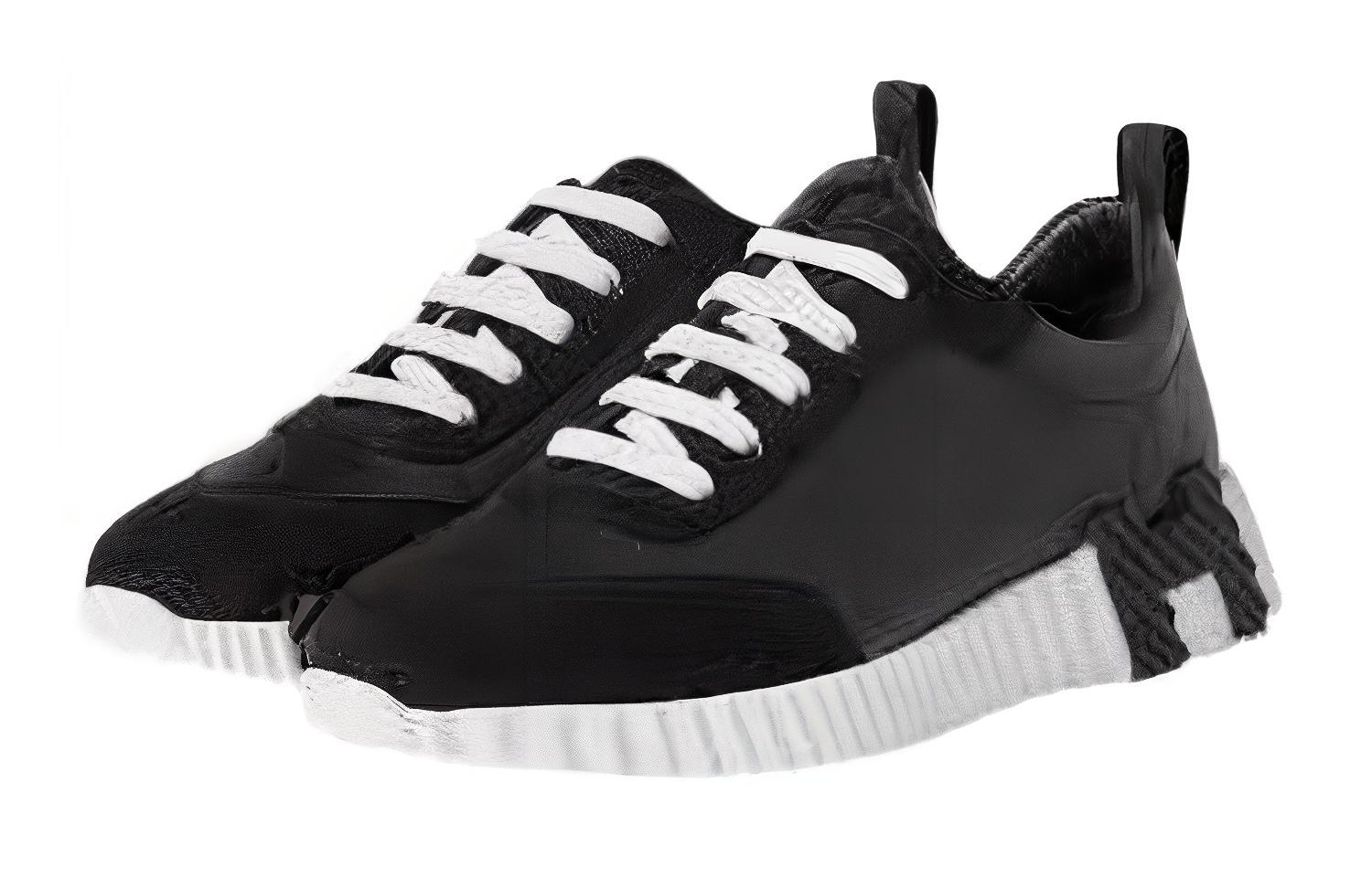 Lookbook HERMES愛馬仕 Bouncing 皮革 繫帶 耐磨 低筒 運動休閒鞋 女款 黑色