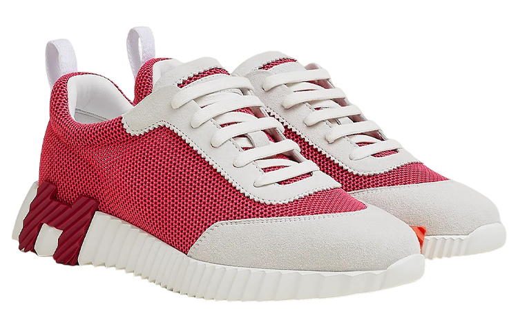 Lookbook HERMES愛馬仕 Bouncing 時尚系帶 低筒運動休閒鞋 女款 粉白