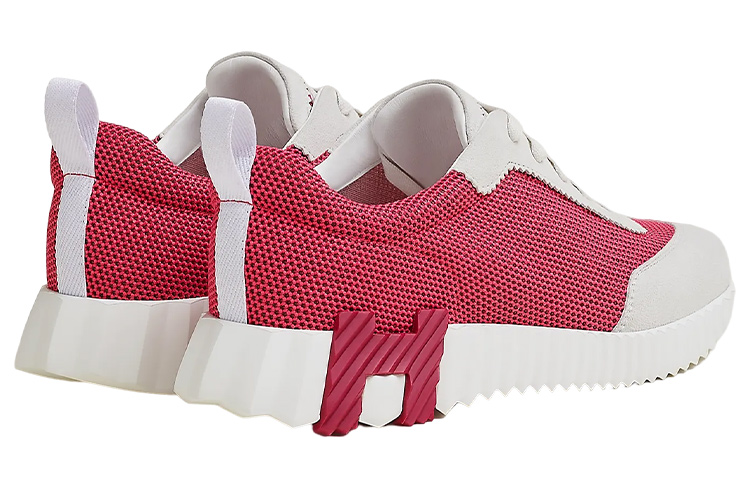 Shop HERMES愛馬仕 Bouncing 時尚系帶 低筒運動休閒鞋 女款 粉白