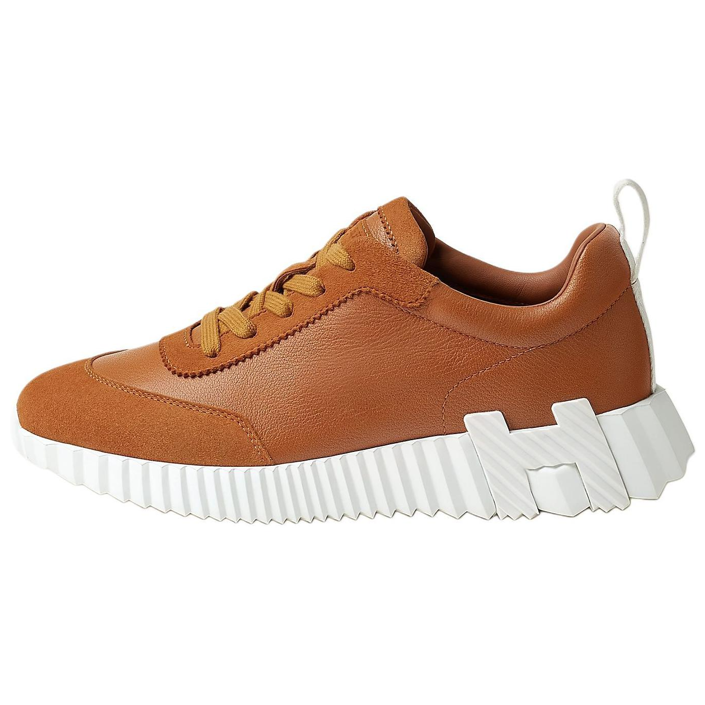 (Women) HERMES Bouncing Brown Goatskin Low-Top Casual Sneakers for Women. H221176Z A3