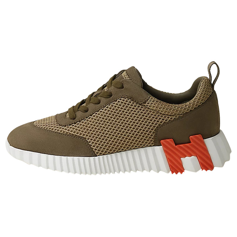 (Women) HERMES Bouncing Low-Top Sneakers Green Casual Shoes with Contrast Sole H232173Z 1R