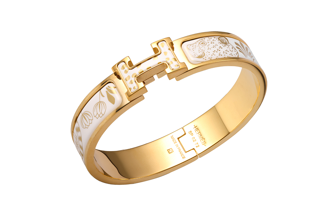 Purchase (W) 愛馬仕女款手鐲 – 白金配色「雙豹紋」鍍金飾面。 H702318F-C6GM