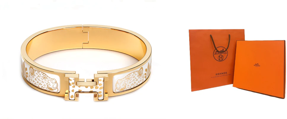 (W) 愛馬仕女款手鐲 – 白金配色「雙豹紋」鍍金飾面。 H702318F-C6GM Sizing (W) 愛馬仕女款手鐲 – 白金配色「雙豹紋」鍍金飾面。 H702318F-C6GM