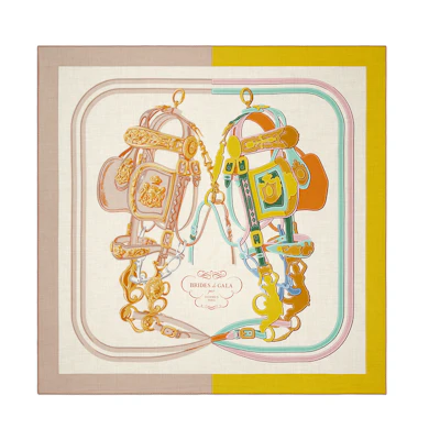 (Women) HERMES Brides de Gala Lightweight Shawl Women Beige/Yellow H243940S 06