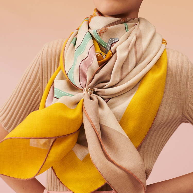(Women) HERMES Brides de Gala Lightweight Shawl Women Beige/Yellow H243940S 06 圖 3