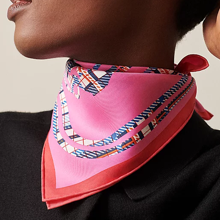 (Women) HERMES Brides de Gala Plaid Silk Scarf Women Pink. H894052S02 圖 3