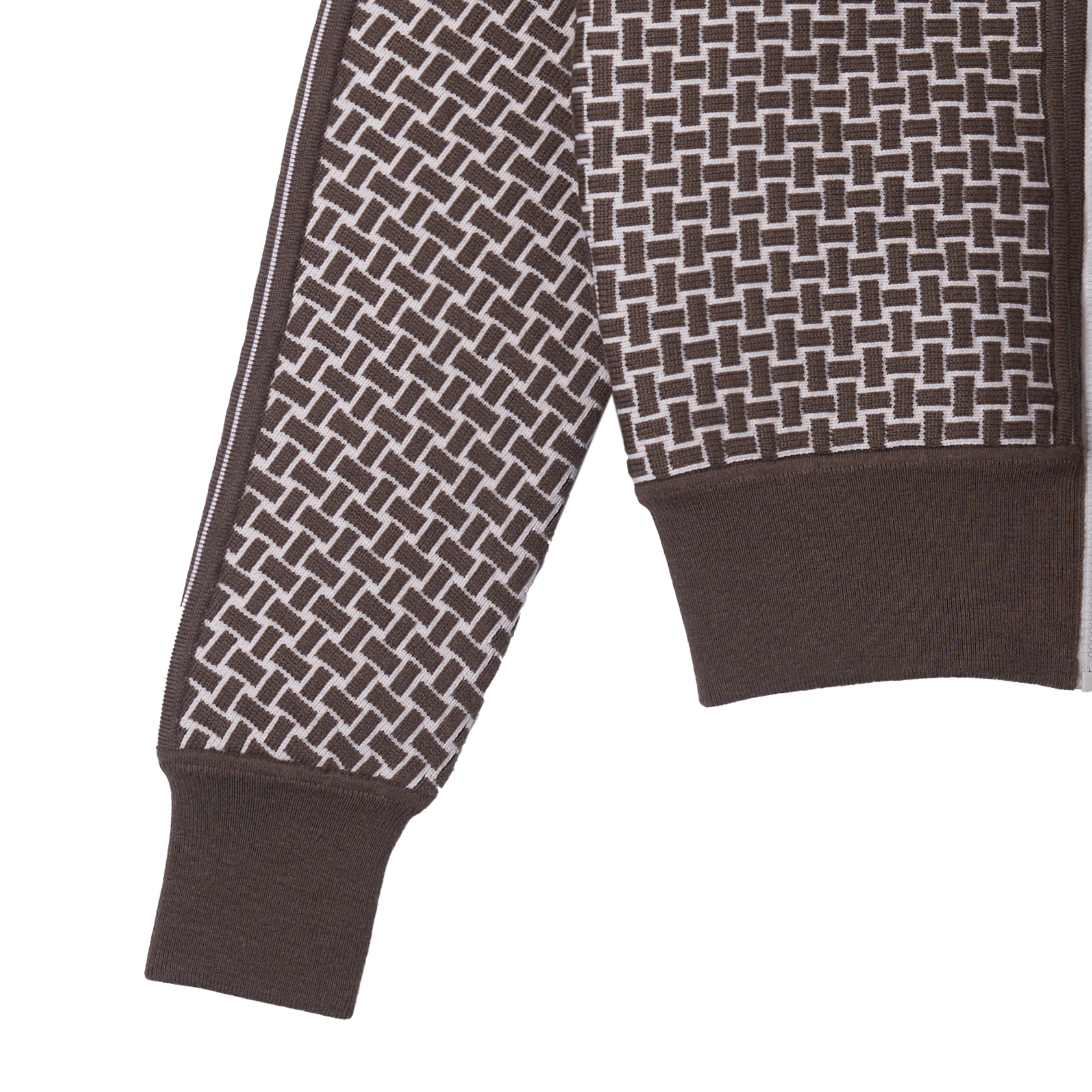 Sizing (W) 愛馬仕棕色滿版提花針織拉鍊外套 H2H2200DD1R