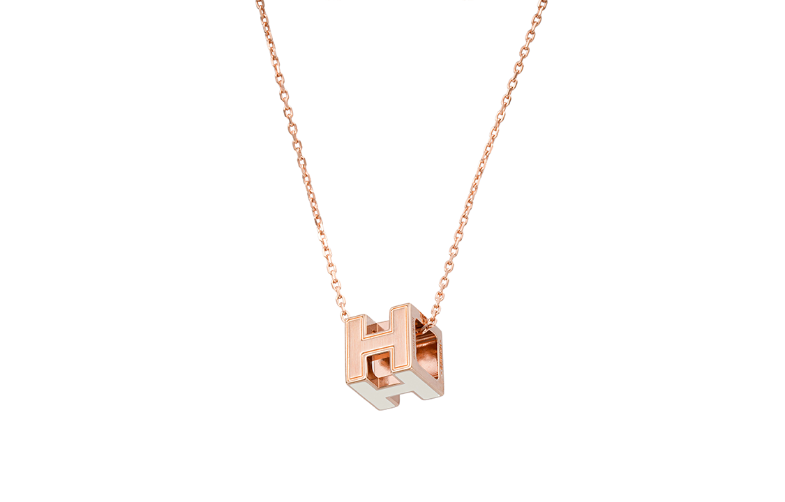 (Women) HERMES Cage d'H Classic Gold-Plated Necklace in White Rose Gold for Women H143991FO49