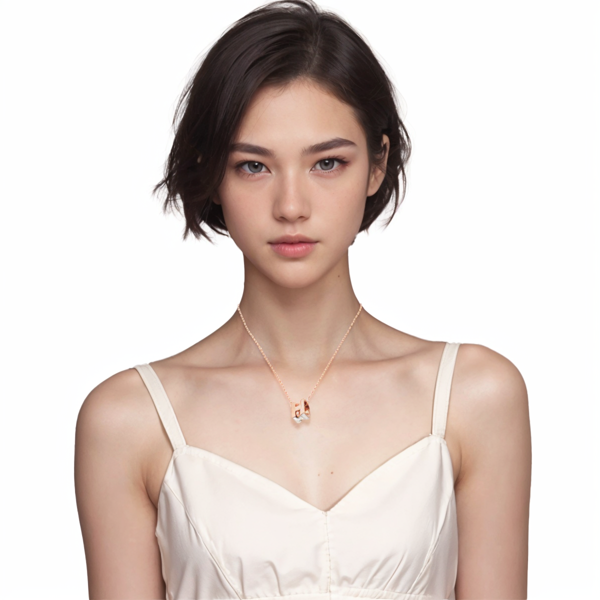 (Women) HERMES Cage d'H Classic Gold-Plated Necklace in White Rose Gold for Women H143991FO49 圖 5