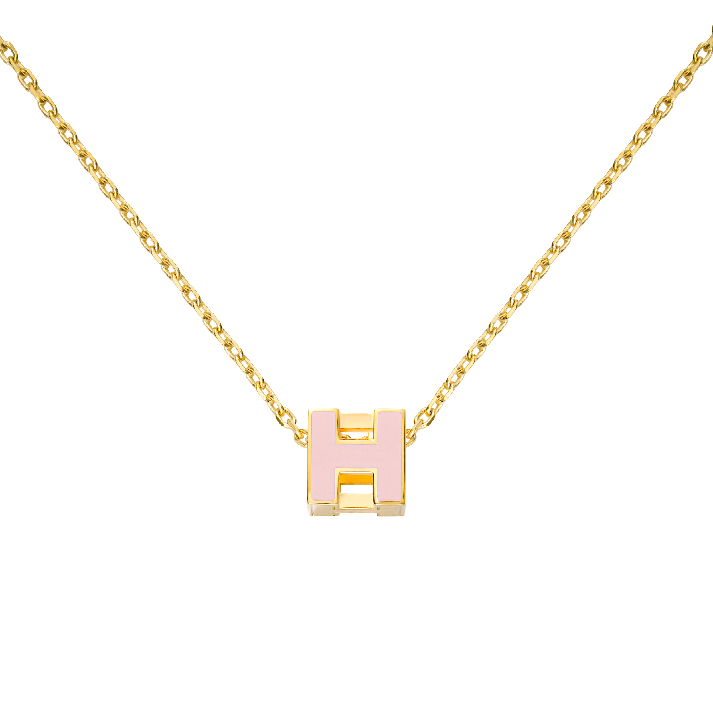 (Women) HERMES Cage d'H Gilded Square Necklace for Women in Pink Gold H143991F-59