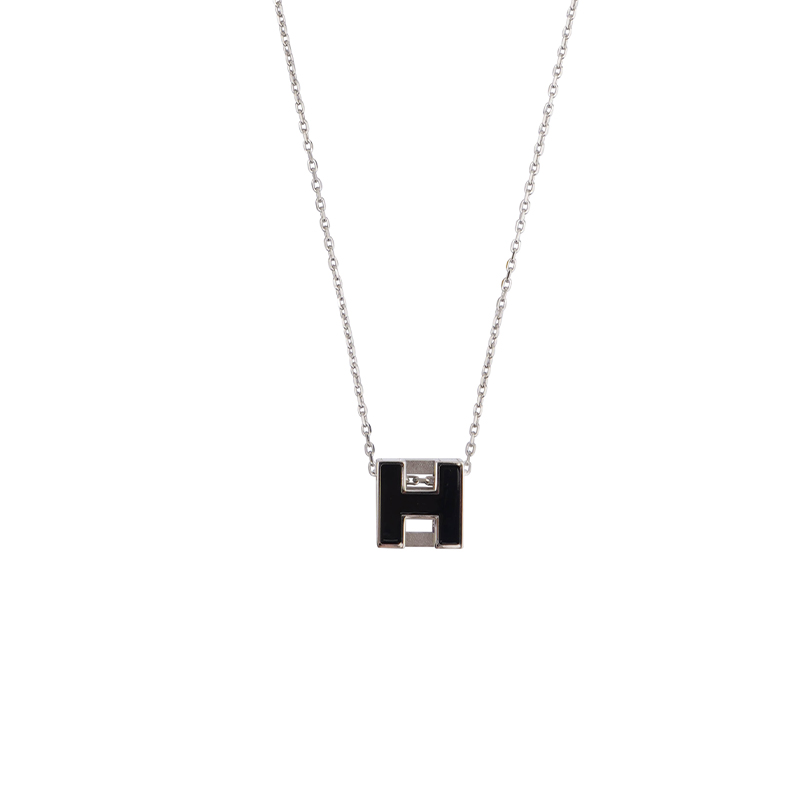 (Women) HERMES Cage d'H Palladium-Plated Black Necklace for Women H143991FP03 圖 2