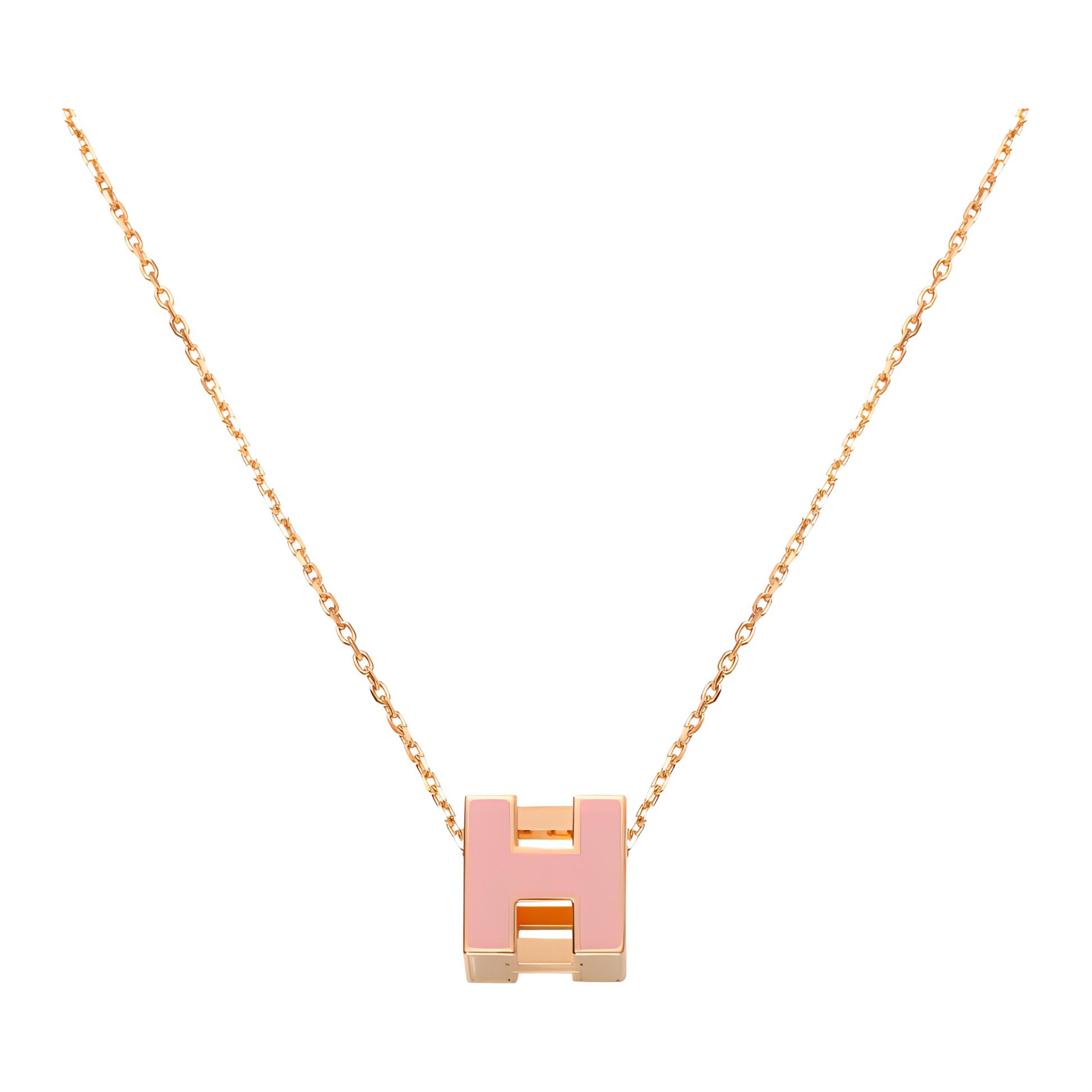 (Women) HERMES Cage d'H Rose Gold-Plated Necklace for Women H143991FO59
