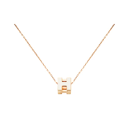 (Women) HERMES Cage d'H Square Letter Gold Plated Necklace for Women Gold H143991F-49