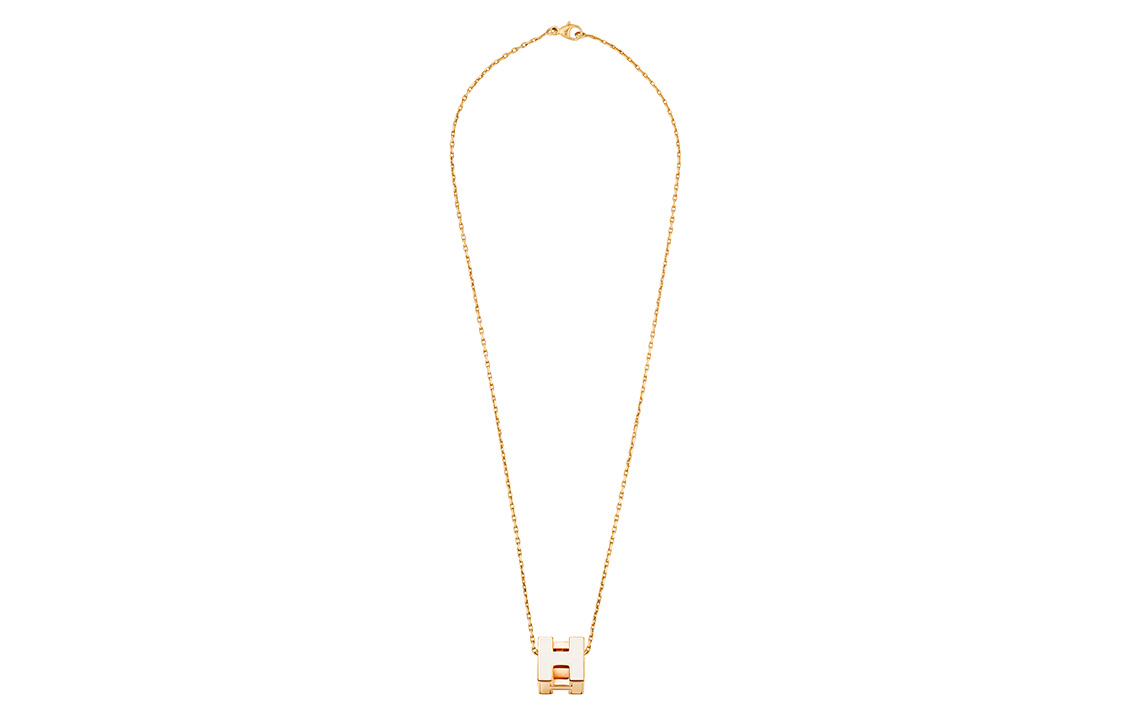 (Women) HERMES Cage d'H Square Letter Gold Plated Necklace for Women Gold H143991F-49 圖 3