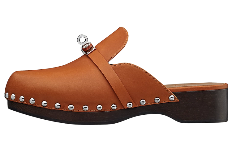 (Women) HERMES Calfskin Clogs 'Brown' H211078Z-A3