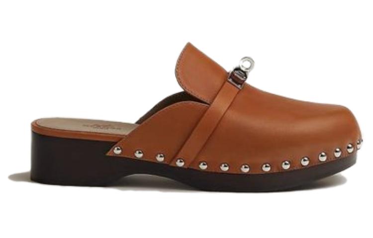 Order (W) HERMES Zuecos de Piel de Becerro 'Marrón' H211078Z-A3