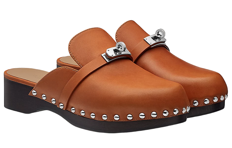 Lookbook (W) HERMES Zuecos de Piel de Becerro 'Marrón' H211078Z-A3