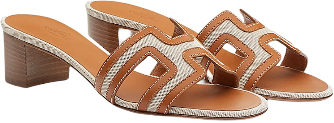(W) HERMES Kalfsleer H Canvas Hoge Hakken Sandalen ''Bruin'' H221114Z-79 Lookbook (W) HERMES Kalfsleer H Canvas Hoge Hakken Sandalen ''Bruin'' H221114Z-79