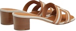 Shop (W) HERMES Sandal Tumit Tinggi H Canvas Kulit Anak Lembu 'Coklat' H221114Z-79