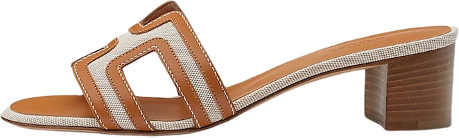 (Women) HERMES Calfskin H Canvas High-Heel Sandals 'Brown' H221114Z-79 (Women) HERMES Calfskin H Canvas High-Heel Sandals 'Brown' H221114Z-79