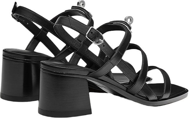 (W) HERMES Sandal Tumit Tinggi Kulit Anak Lembu 'Fesyen Hitam' H221078Z-02 Lookbook (W) HERMES Sandal Tumit Tinggi Kulit Anak Lembu 'Fesyen Hitam' H221078Z-02