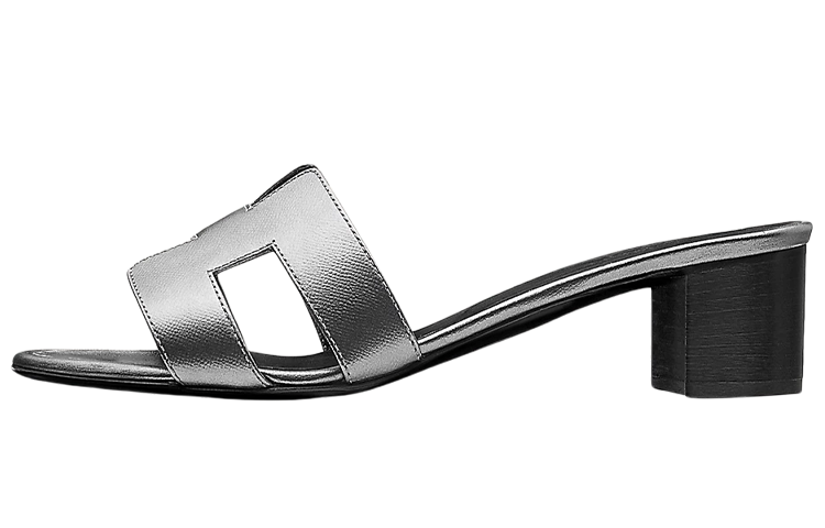 (Women) HERMES Calfskin High Heel Sandal 'Silver' H201144Z-52